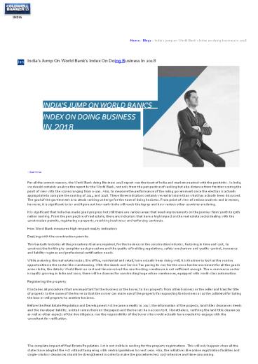 India’s Jump On World Bank’s Index On Doing Business In 2018