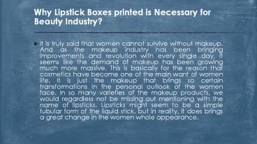 Why Lipstick Boxes printed is Necessary for Beauty Industry?