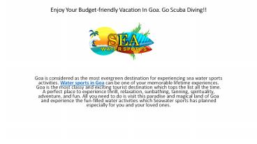 Enjoy Your Budget-friendly Vacation In Goa. Go Scuba Diving!!