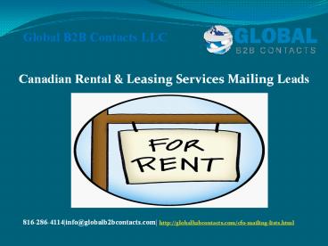 Canadian Rental & Leasing Services Mailing Leads
