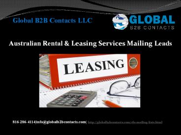Australian Rental & Leasing Services Mailing Leads