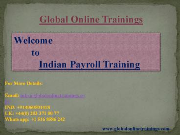 Indian Payroll training  | HR / HCM Indian Payroll Online Course