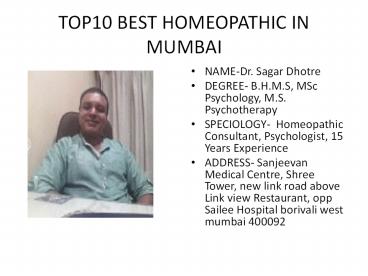 Best Homeopathy Doctors in Mumbai, Find Top 10 Homeopaths in Mumbai