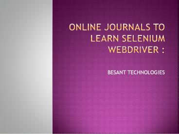 selenium training in bangalore