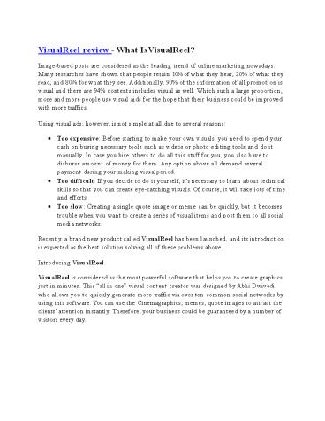 VisualReel review and (Free) $21,400 Bonus & Discount