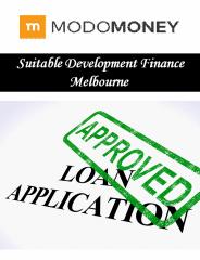 Suitable Development Finance Melbourne