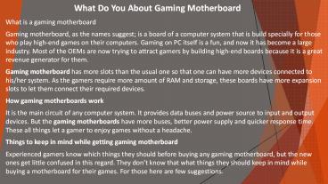 What Do You About Gaming Motherboard