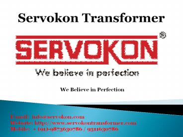 Servokon Transformer Manufacturers