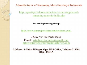 Manufacturer of Ramming Mass Surabaya Indonesia