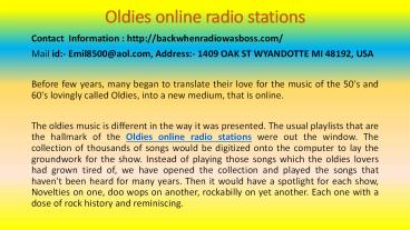 Oldies online radio stations