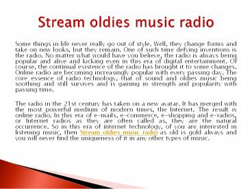 Stream oldies music radio