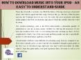 How to Download Music into Your IPod - An Easy To Understand Guide PowerPoint PPT Presentation