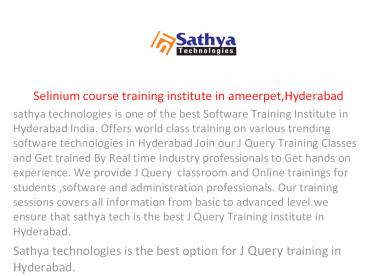 Selenium | Best Selenium  training in hyderabad