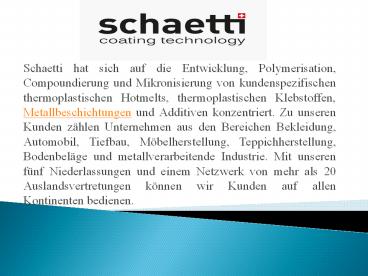 Metal Coating & Metal Surface | Schaetti Coating Technology