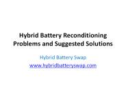 Hybrid Battery Reconditioning Problems and Suggested Solutions