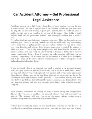 Car Accident Attorney – Get Professional Legal Assistance