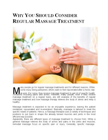 Why You Should Consider Regular Massage Treatment