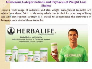 Numerous Categorizations and Paybacks of Weight Loss Shakes