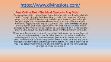 Free Online Slot - The Ideal Choice to Play Slots
