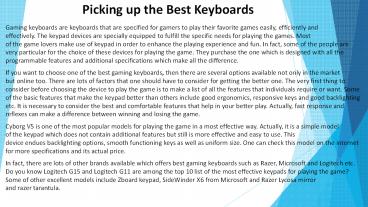 Picking up the Best Keyboards