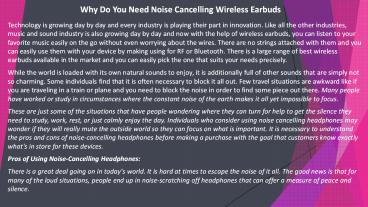 Why Do You Need Noise Cancelling Wireless Earbuds