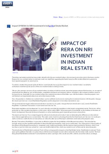 Impact Of RERA On NRI Investment In Indian Real Estate Market