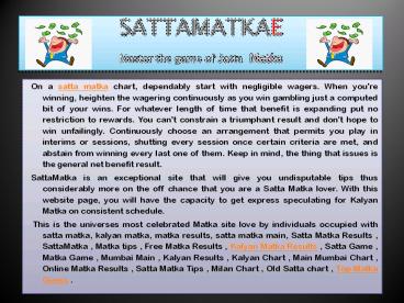 Satta Matka - Fastest Matka Results | Free Guessing Forum | Matka Charts | Matka Tips