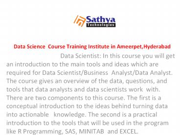 Data Scientist | Best training in hyderabad,