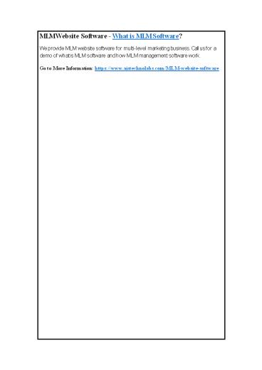 MLM Website Software - What is MLM Software?