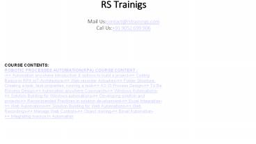 Rpa online training in hyderbad
