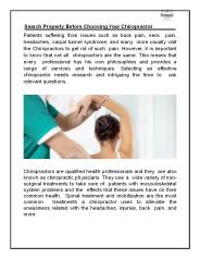 Search Properly Before Choosing Your Chiropractor