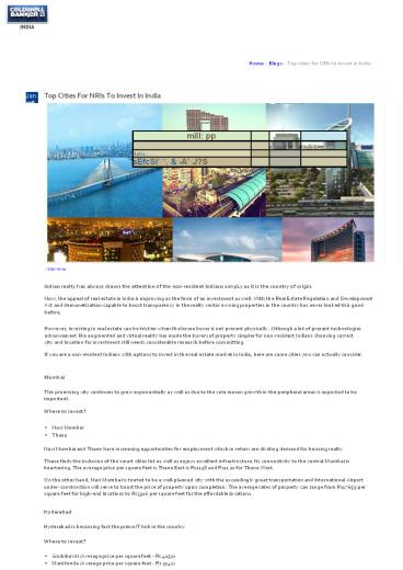 Top Cities For NRIs To Invest In India