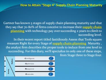 How to Attain “Stage 4” Supply Chain Planning Maturity