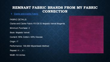 REMNANT FABRIC BRANDS FROM MY FABRIC CONNECTION