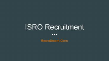 ISRO Recruitment
