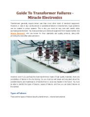 Guide To Transformer Failures - Miracle Electronics