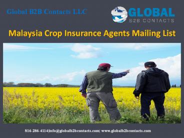 Malaysia Crop Insurance Agents Mailing List