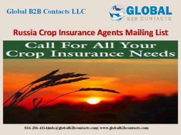 Russia Crop Insurance Agents Mailing List