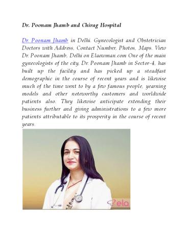 Dr. Poonam Jhamb and Chirag Hospital