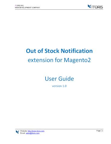Magento 2 Out Of Stock Notification Extension by ITORIS INC