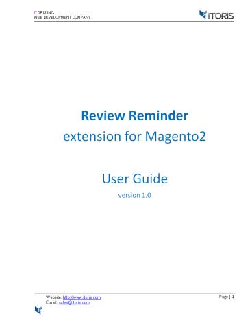 Magento 2 Review Reminder Extension By ITORIS INC