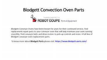 Blodgett Convection Oven Parts