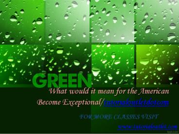 What would it mean for the American Become Exceptional/tutorialoutletdotcom