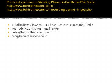 Priceless Experience by Wedding Planner in Goa Behind The Scene