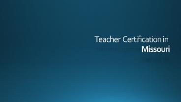 Teacher Certification Missouri