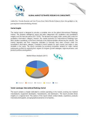Technological Developments In Interventional Radiology Market.