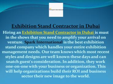 Exhibition Stand Contractor in Dubai
