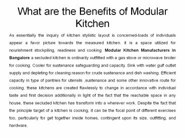 What are the Benefits of Modular Kitchen