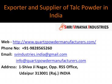 Exporter and Supplier of Talc Powder in India