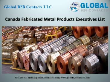 Canada Fabricated Metal Products Executives List
